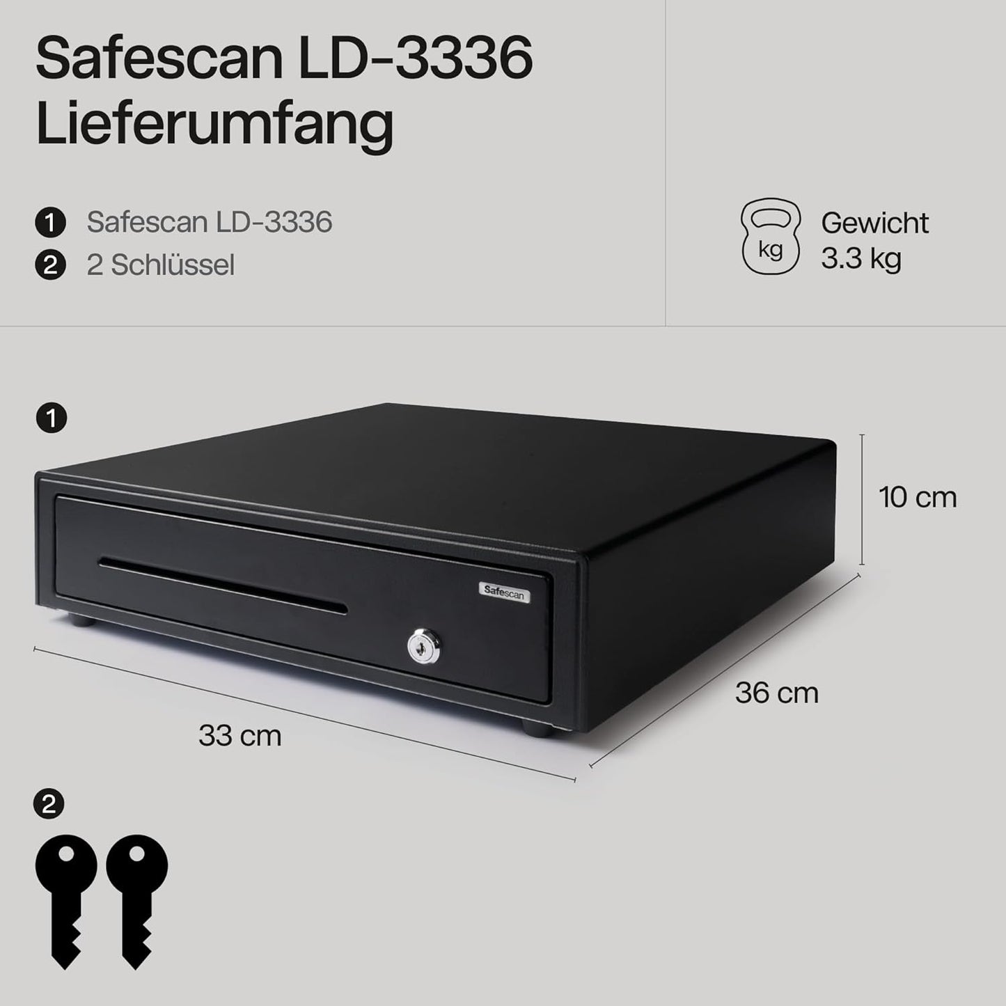 Safescan LD-3336 Kassenschublade mit Fächern für Banknoten und Münzen