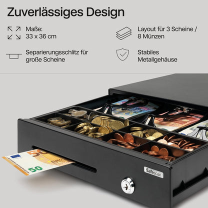 Safescan LD-3336 Kassenschublade mit Fächern für Banknoten und Münzen