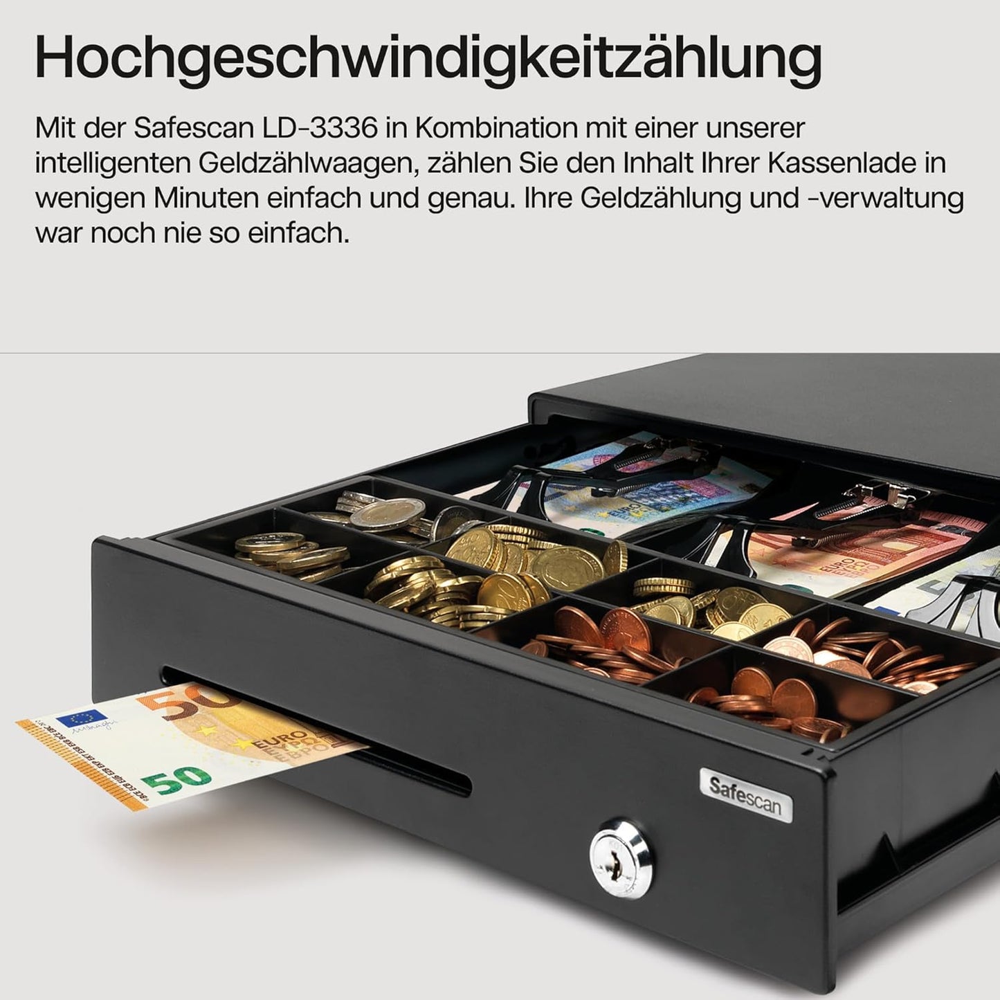 Safescan LD-3336 Kassenschublade mit Fächern für Banknoten und Münzen