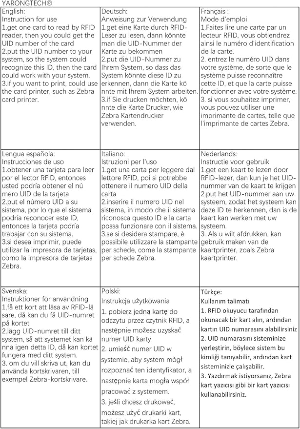 YARONGTECH® Classic - RFID Card (100Stk.)