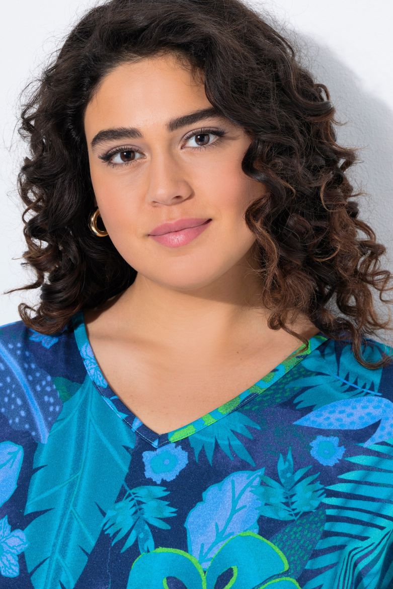 Ulla Popken - Kurzärmeliges A-Linien-Midikleid